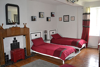 Family guest room designed in the style of the 1930s Art Deco era.